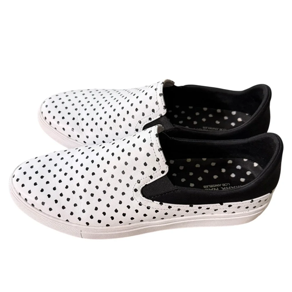 Mark Nason Aimee Slip On Sneakers Women's Size‎ 10 White Black Polka Dot Leather